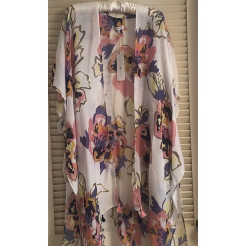 Bold Multi Colored Flower Kimono